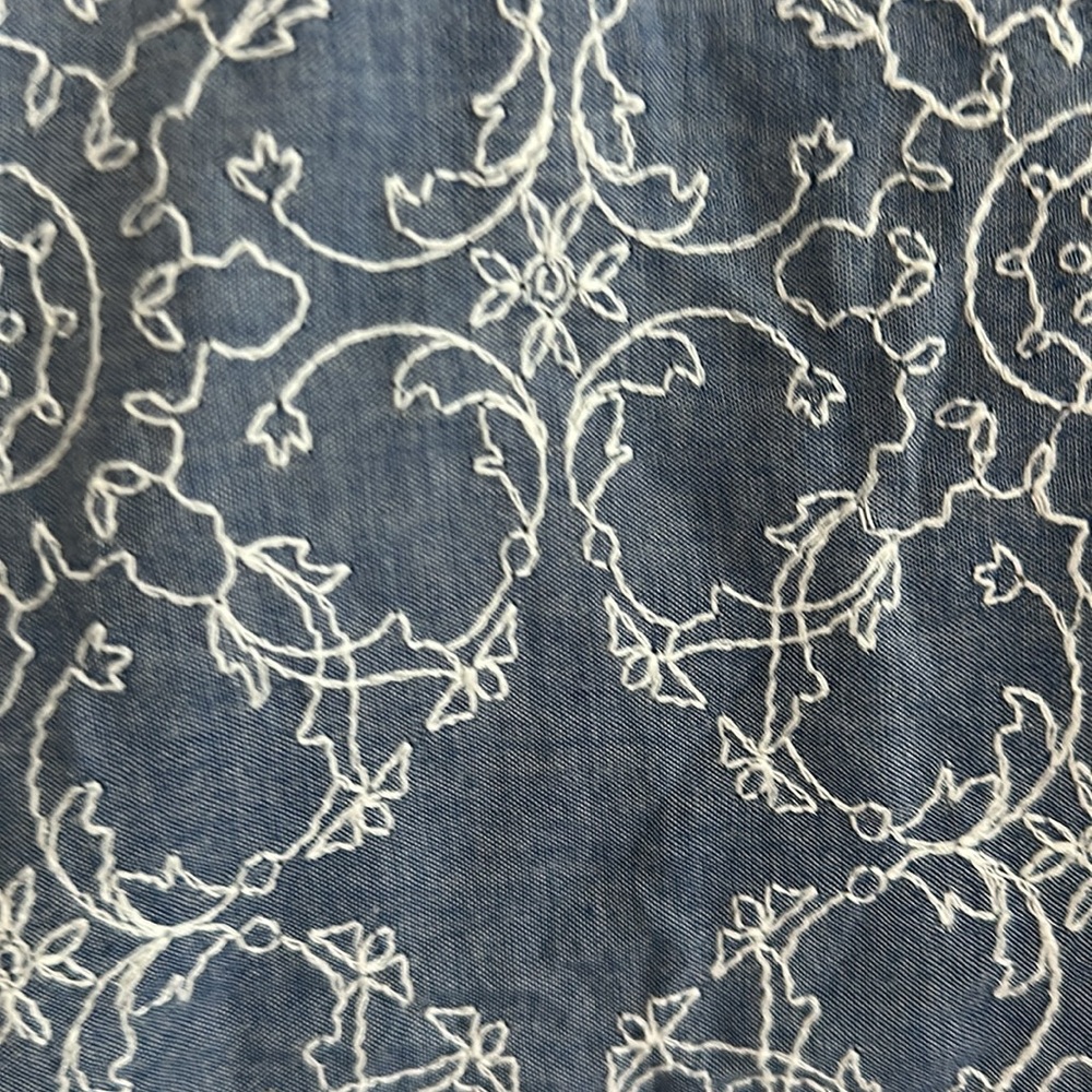 LOFT Embroidered Floral Top with Ruffle Sleeves - Picture 5 of 6